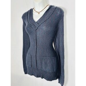 Vintage Cato Y2K Grunge Hooded‎ Sweater Top V Neck Size M Bella Swan Vamp Grunge